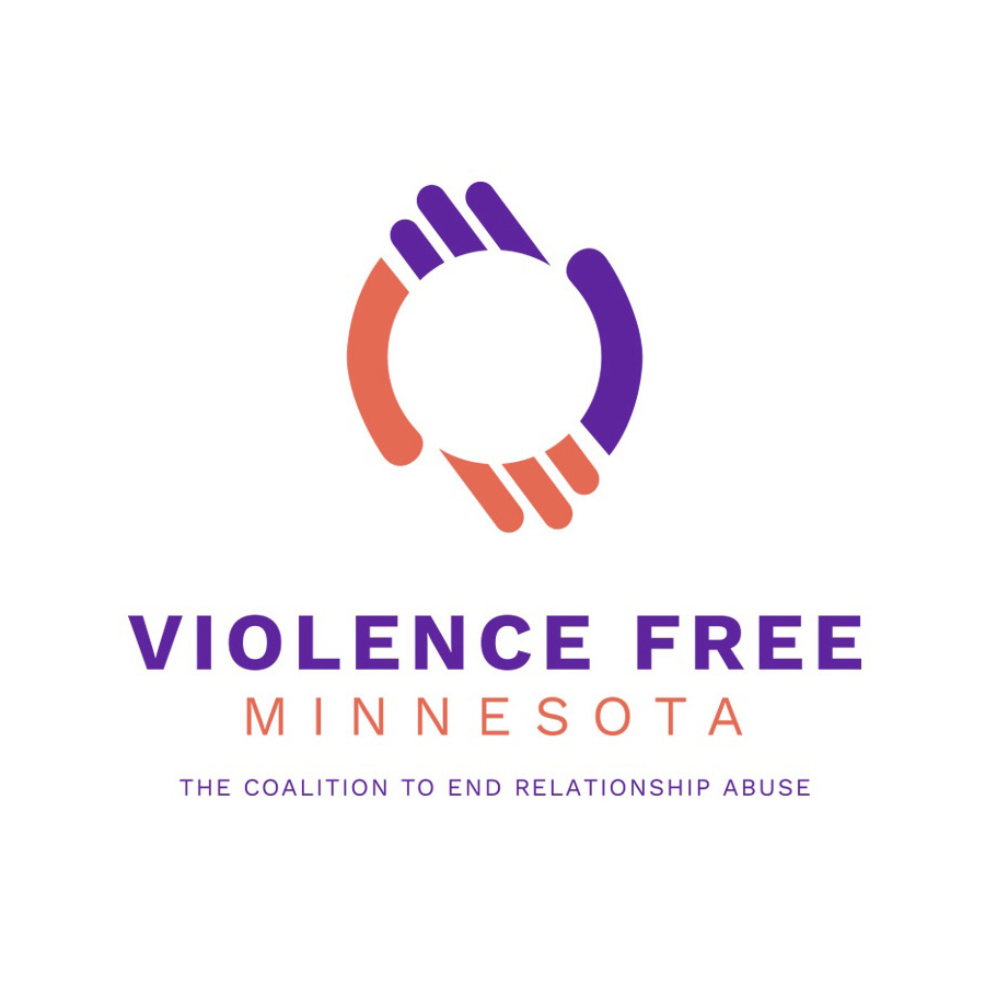 Logo of Violence Free Minnesota. Bottom reads The Coalition to End Relationship Abuse